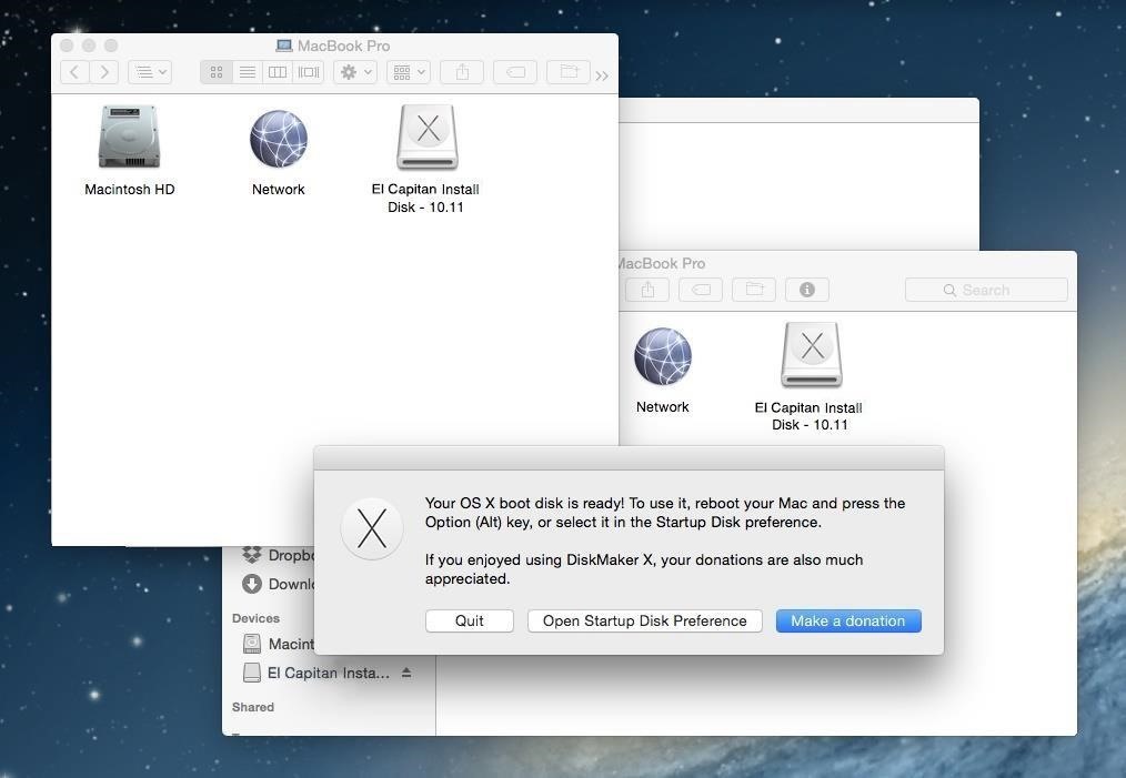 downgrade mac os x using a bootable installer