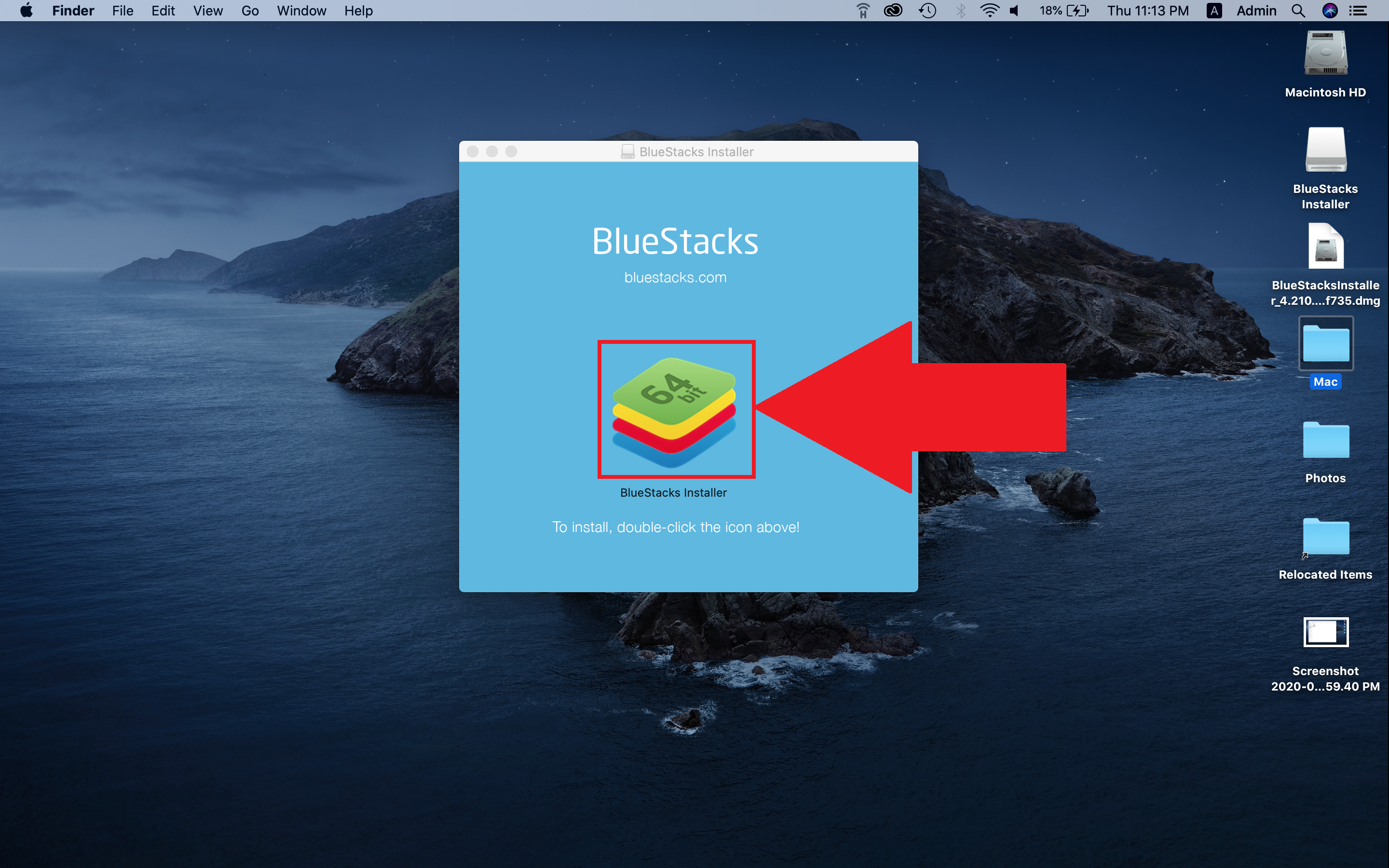only use bluestacks for one app mac
